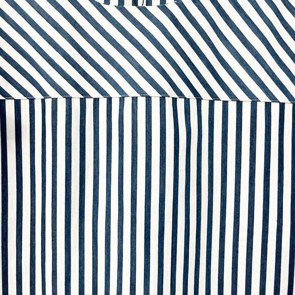🟢Mo:vint Blue White Striped Tie Short Sleeve Top Size S - Picture 2 of 8